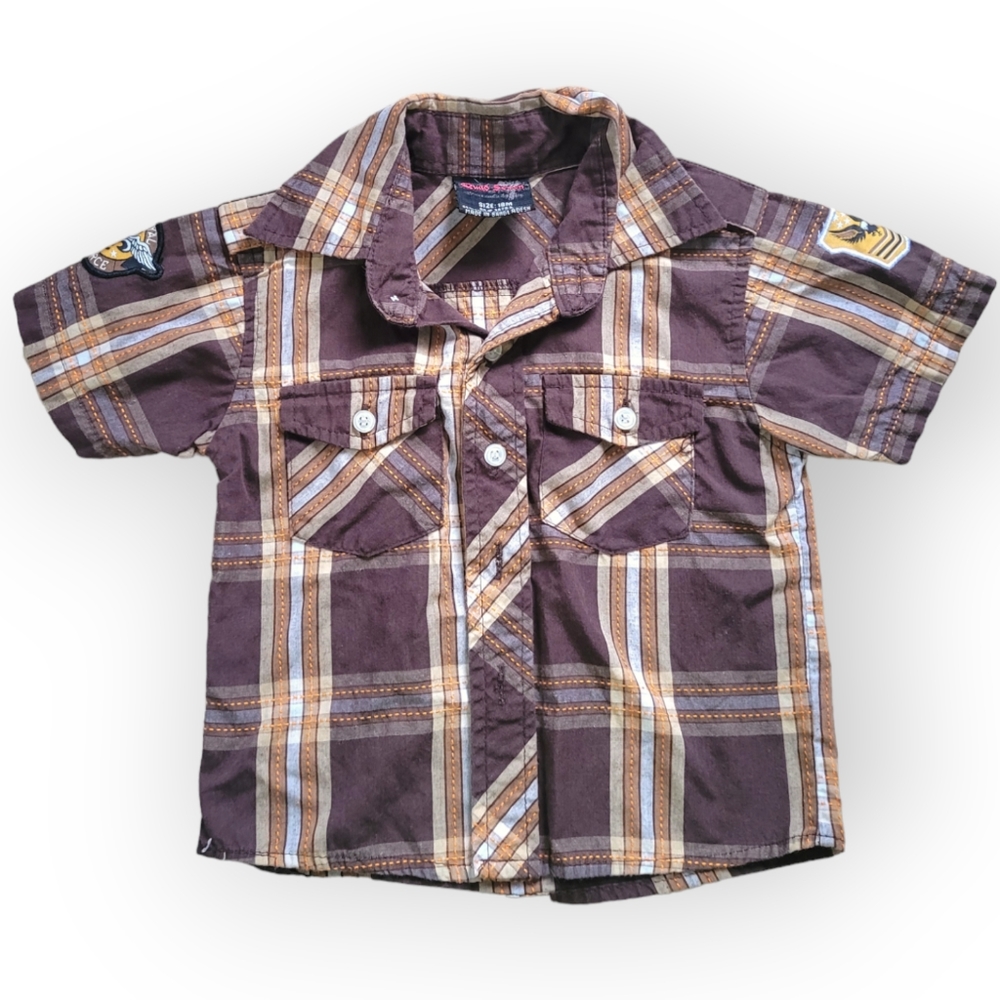 Quad Seven Baby Boy 18 Month Plaid Button-down Shirt